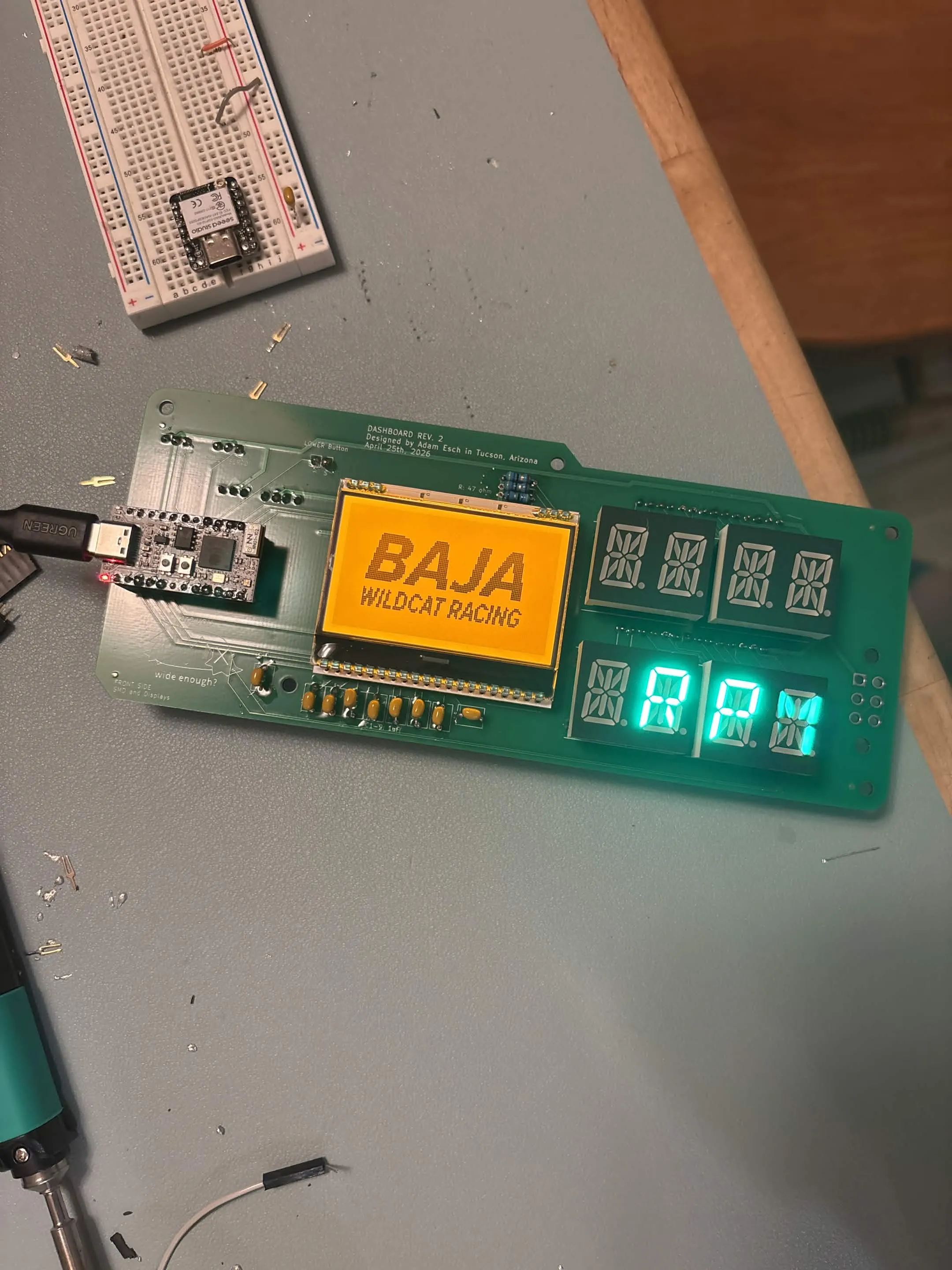 Prototype Dashboard PCB testing